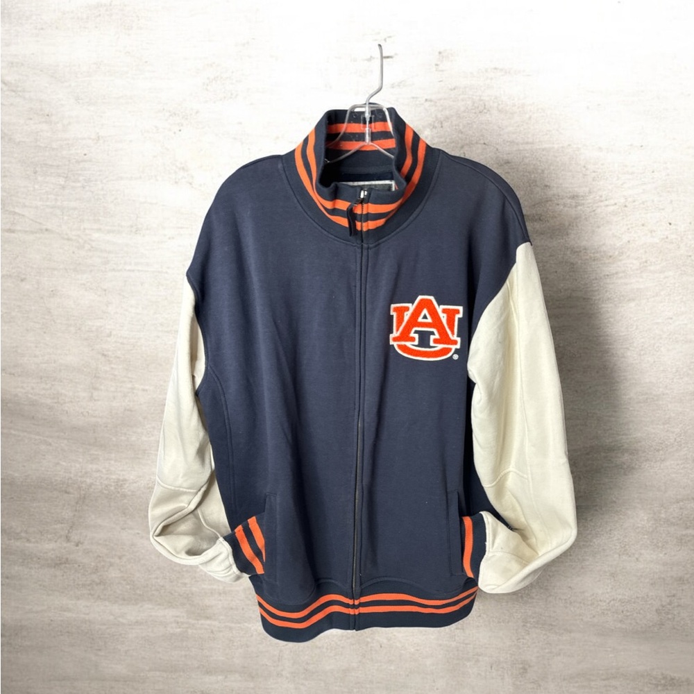 Auburn University Navy And Cream Varsity Jacket Size Xl Eeuc